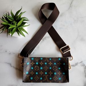 Louis Vuitton Pouch WOC - With Handpainted Blue Polka Dots
